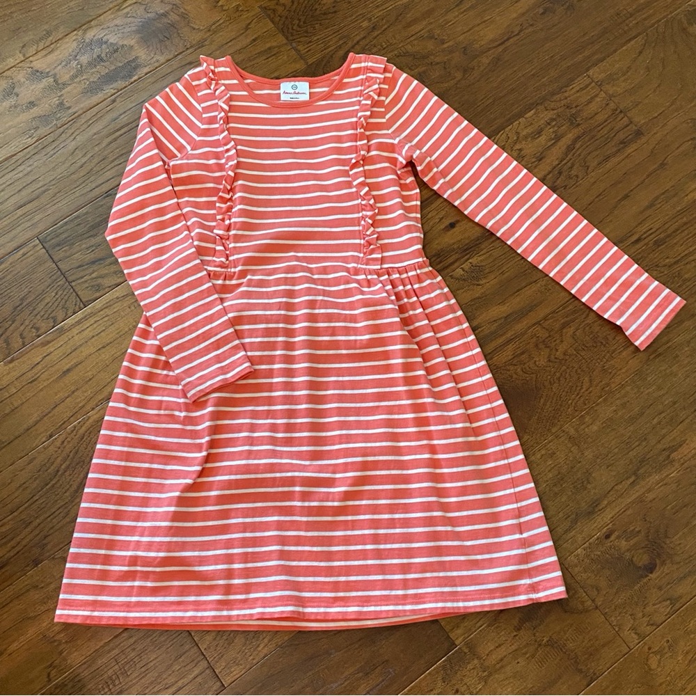 Hanna Andersson Orange White Striped Dress 12